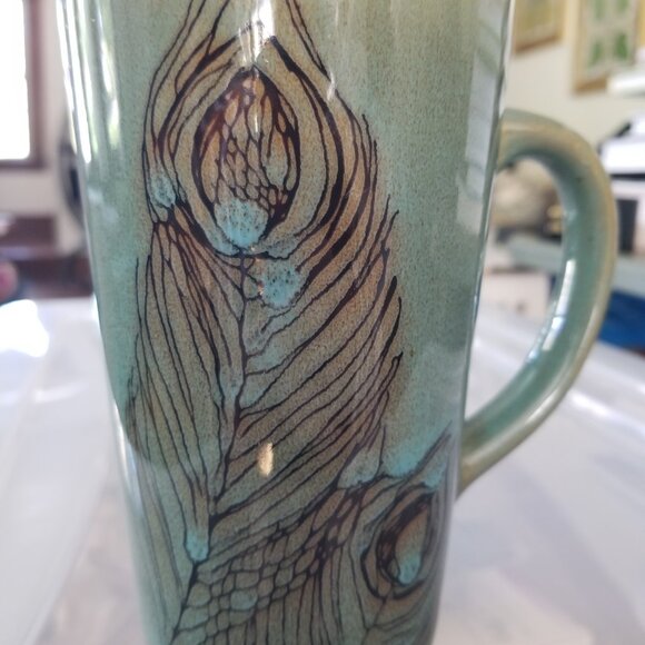 Peacock Feather Artsy Coffee Tea Mug - Picture 9 of 10